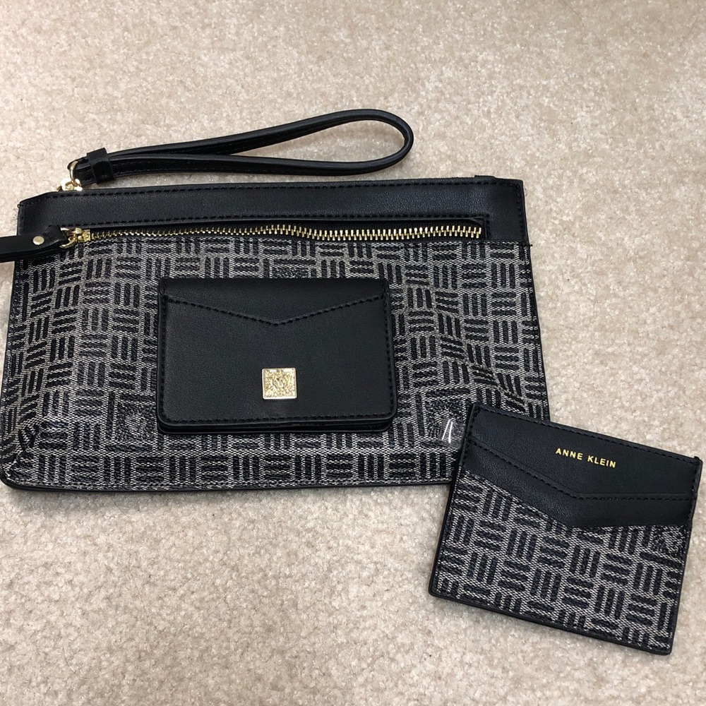 Anne Klein zippered clutch and cardholder